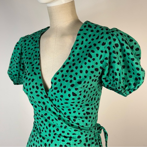 Urban Outfitters Teal and Black Spotted Mini Dress S - Picture 4 of 11